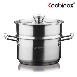 Coobinox® Baron Full Stainless Steel Steamer Pot 18cm(CO-12-07) Dual Function Stockpot with Removable Steamer Insert Induction Compatible